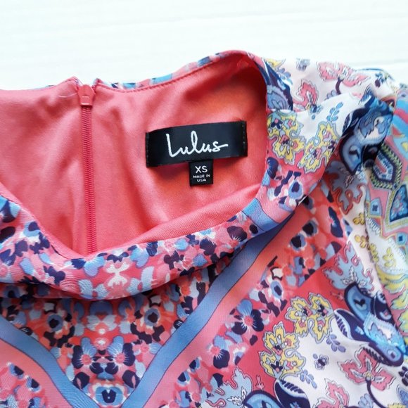 Lulus Coral Pink Tile Print Shift Mini Dress - Picture 4 of 6